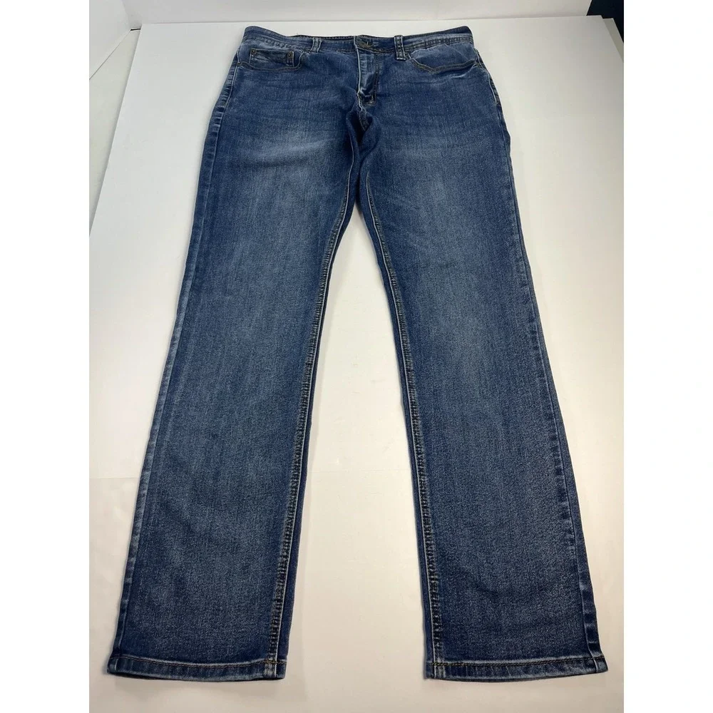 Nat Nast Luxury Originals Denim Straight Leg Stretch Blue Jeans Mens 34x33
